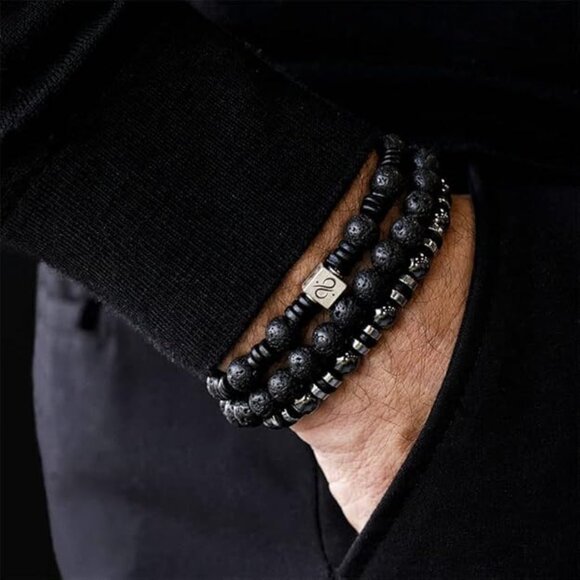 NEW! 4 Piece Tiger Eye Bracelet For Men 8MM Natural Stone Stretch Adjustable - Picture 4 of 5